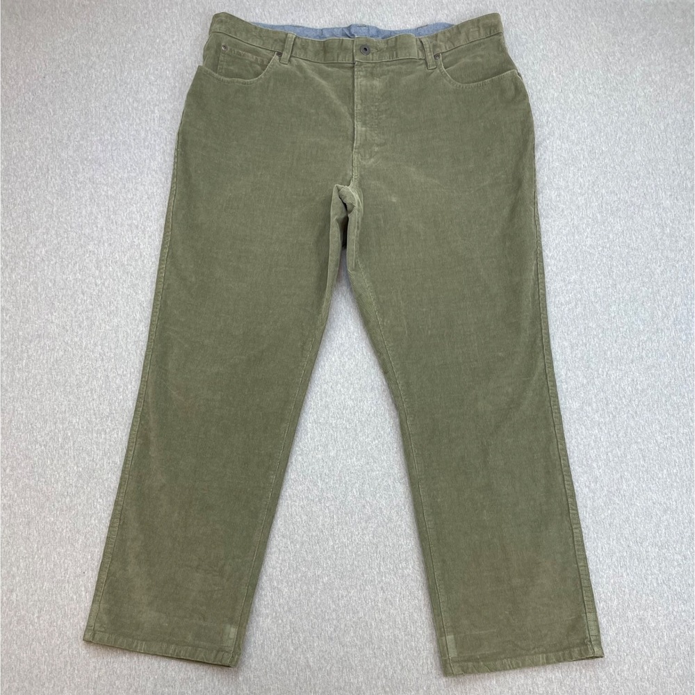 LL Bean Pants Mens 40 X 30 Green Cotton Blend Stretch Corduroy Natural Fit